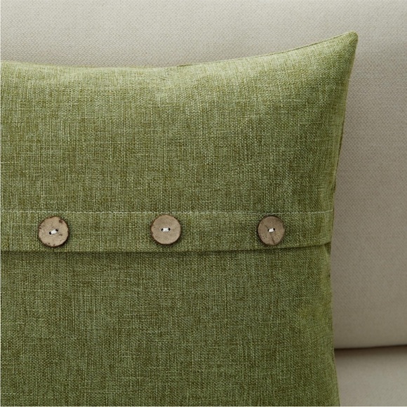 Farmhouse Mid Century Modern Bohemian Decorative Green Linen Pillow Case Cover - Picture 3 of 15